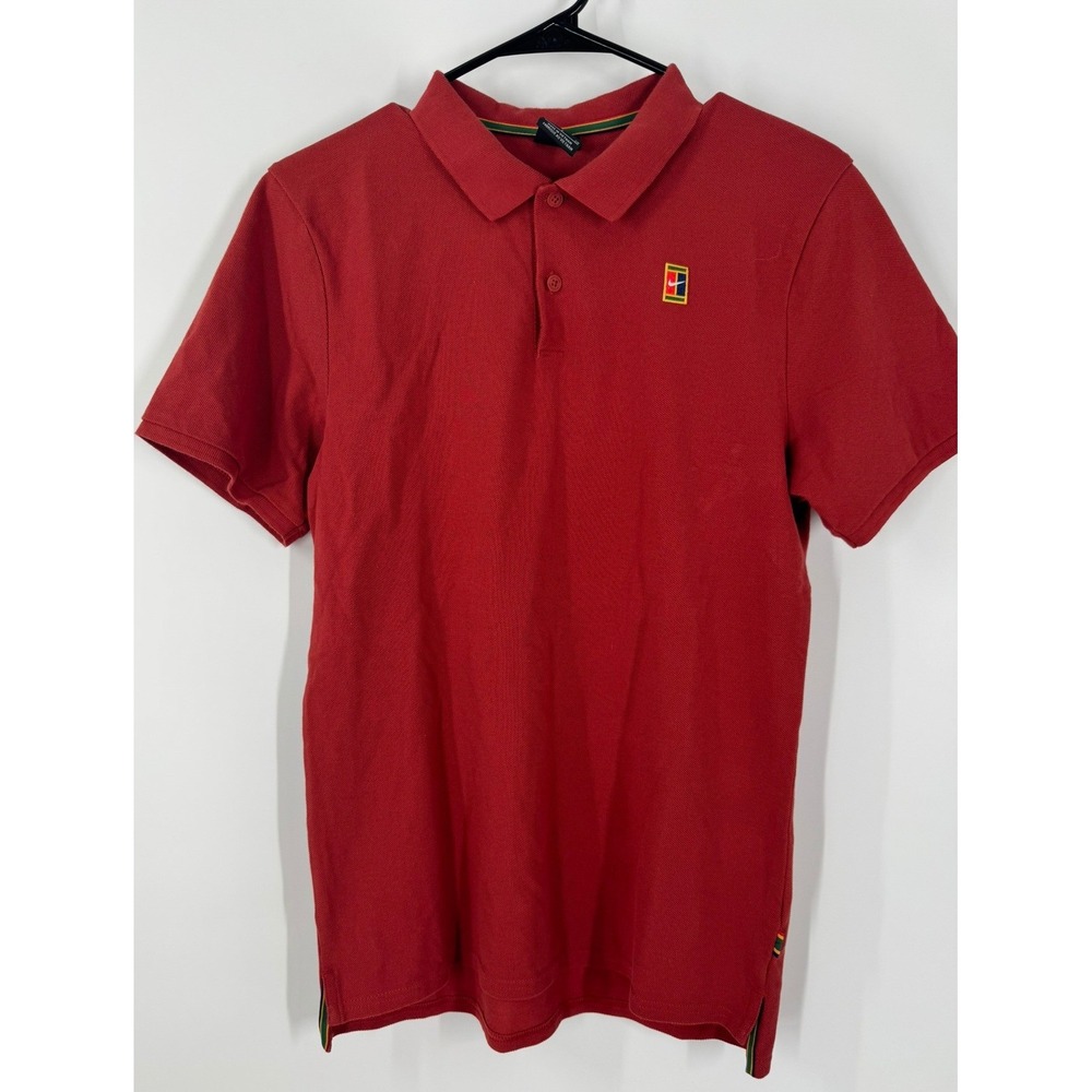 Nike Court Mens Red Cotton Pique Short Sleeve Tennis Polo Shirt Size Small